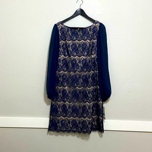 NWT Eliza J Missy Sheer Long Sleeve Cocktail Dress